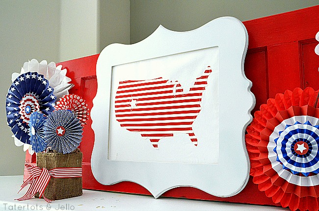 fabric USA map frame at Tatertots & Jello