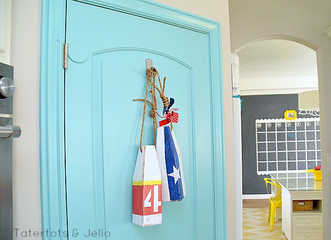 nautical patriotic buoys on the door at tatertots and jello