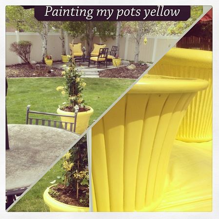 painting my pots yellow