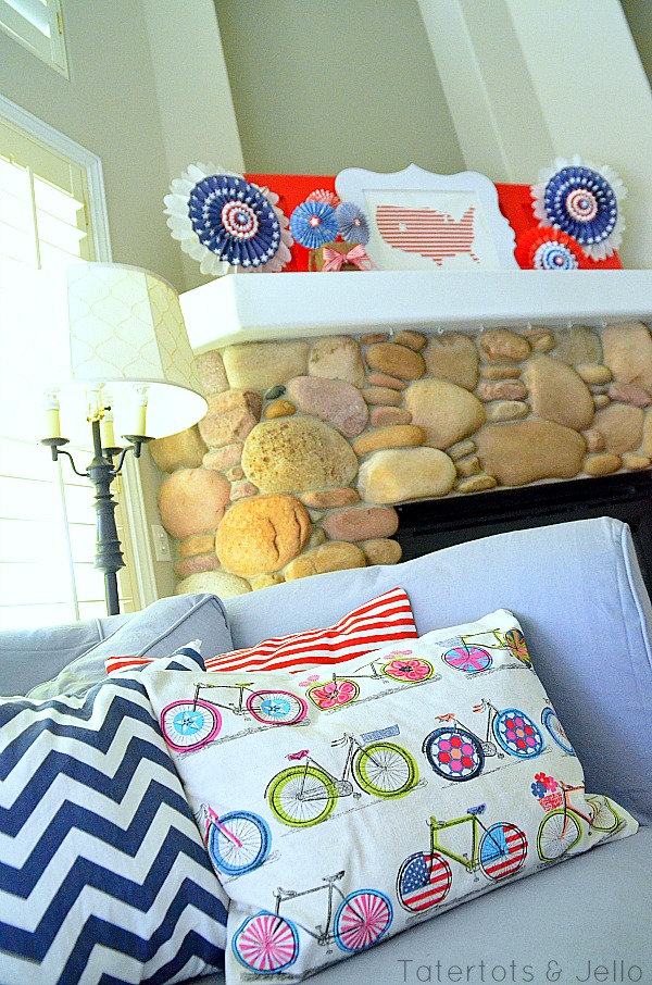 patriotic lolly and us map mantel at tatertots and Jello