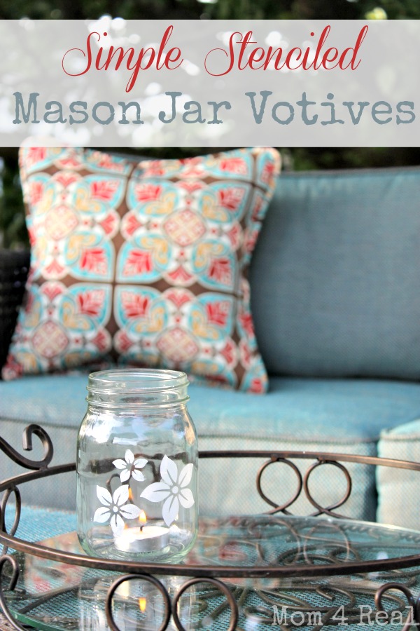 stenciled mason jar votive