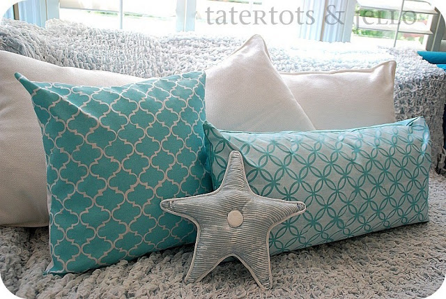 stenciled summer pillows