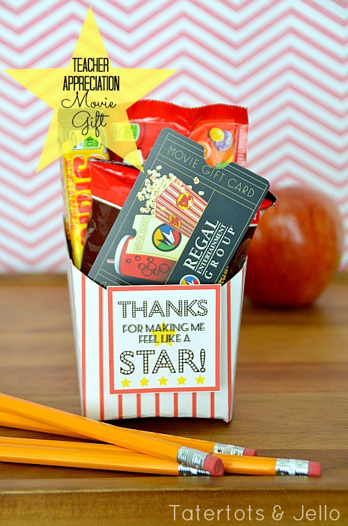 End of the Year Teacher Gift:  Movie Card Gift Idea and Free (Fry Box) Printables!