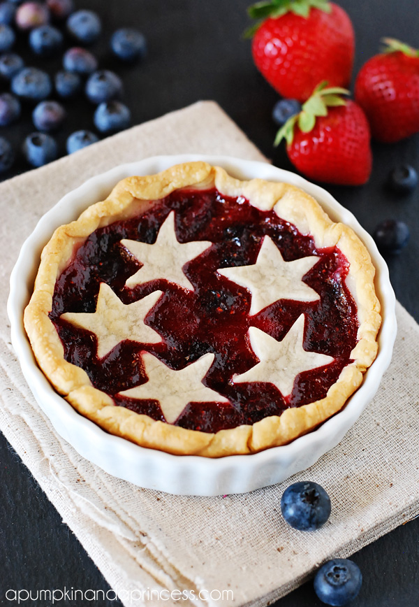 Fourth of July cherry pie with pie crust stars 