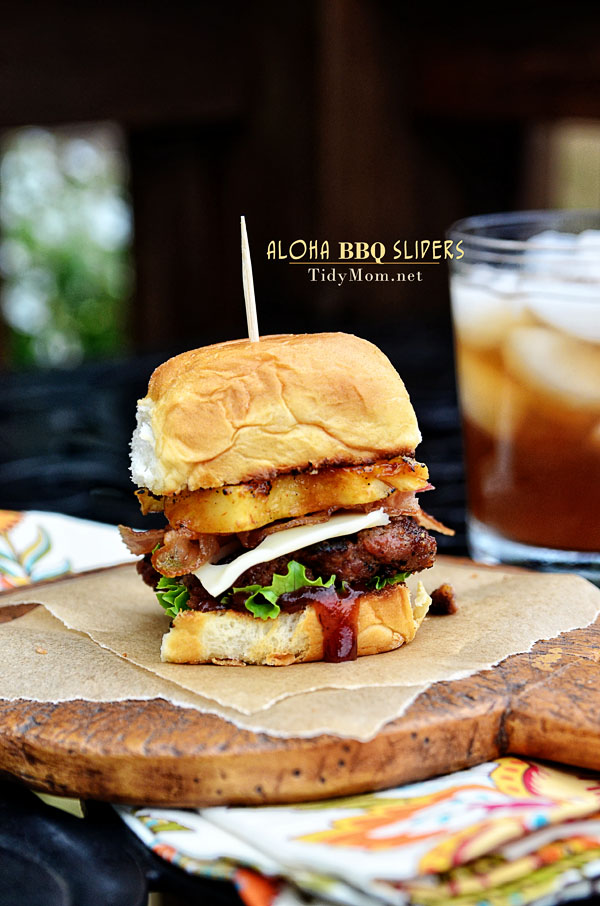 Aloha BBQ Sliders | burger recipe at TidyMom.net