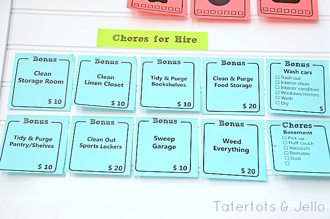 bonus chore printables post-it notes at tatertots and jello