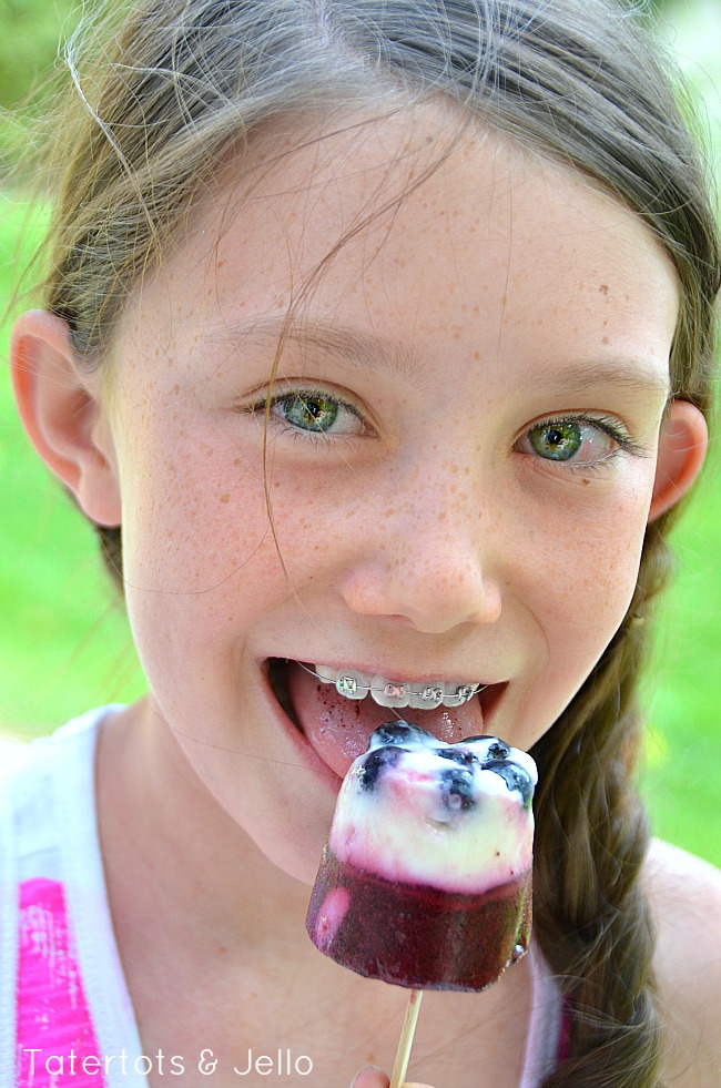 lemon blueberry popsicle recipe at tatertotsandjello.com