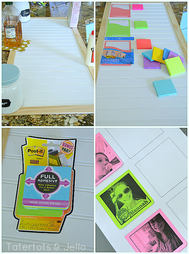 making the post-it chore chart board