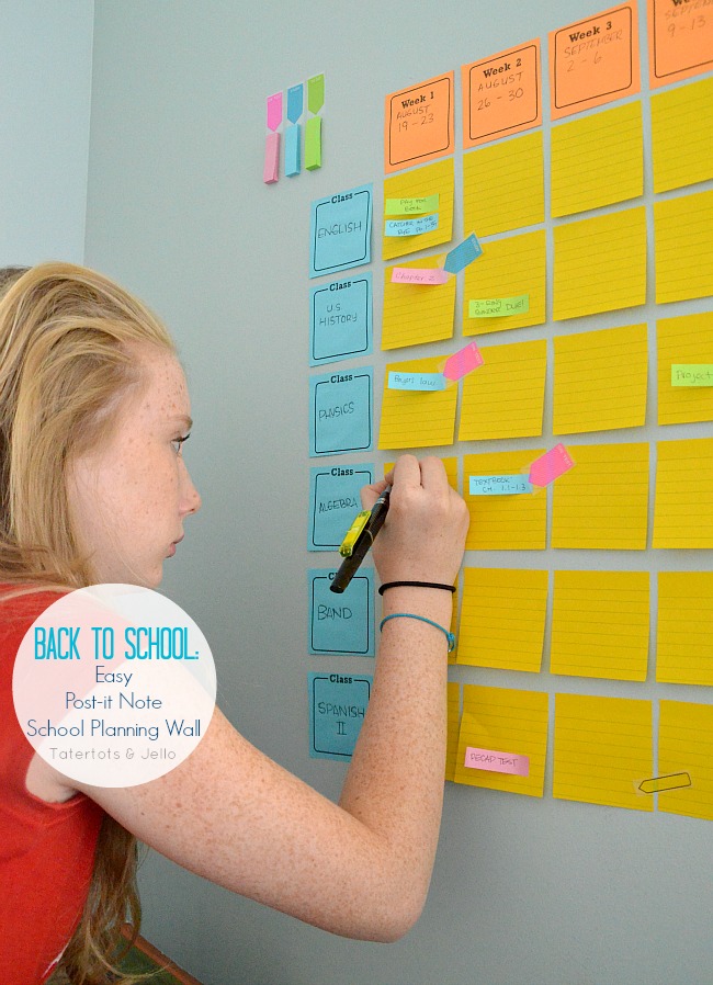 easy post it note school planning system