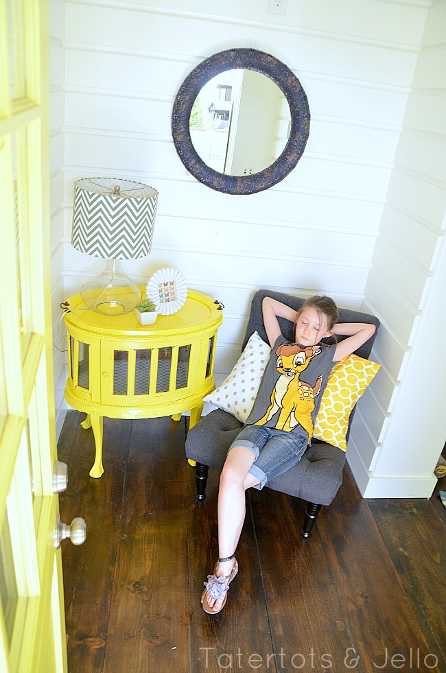 yellow painted dresser