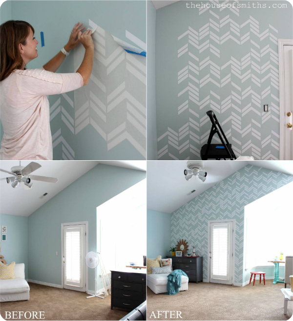 Scattered Herringbone vinyl decal wall - thehouseofsmiths.com