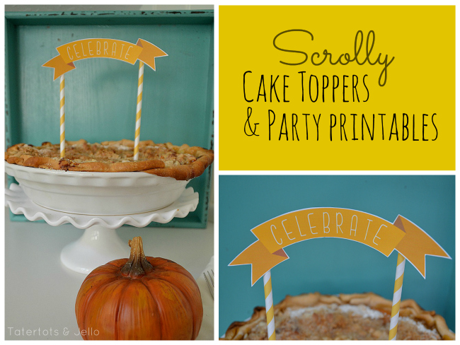 fall scrolly cake topper and party printables