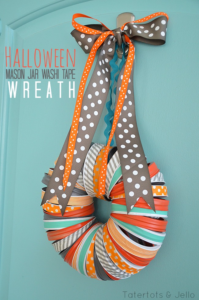 halloween mason jar washi tape wreath