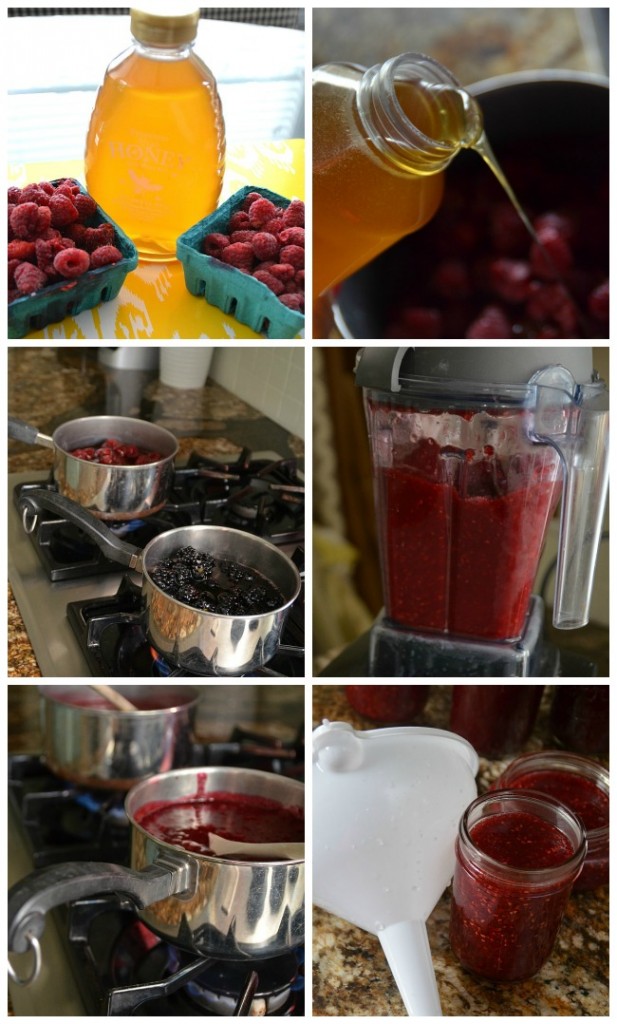 making raspberry honey at tatertots and jello