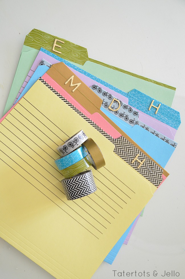 file folder redo with washi tape