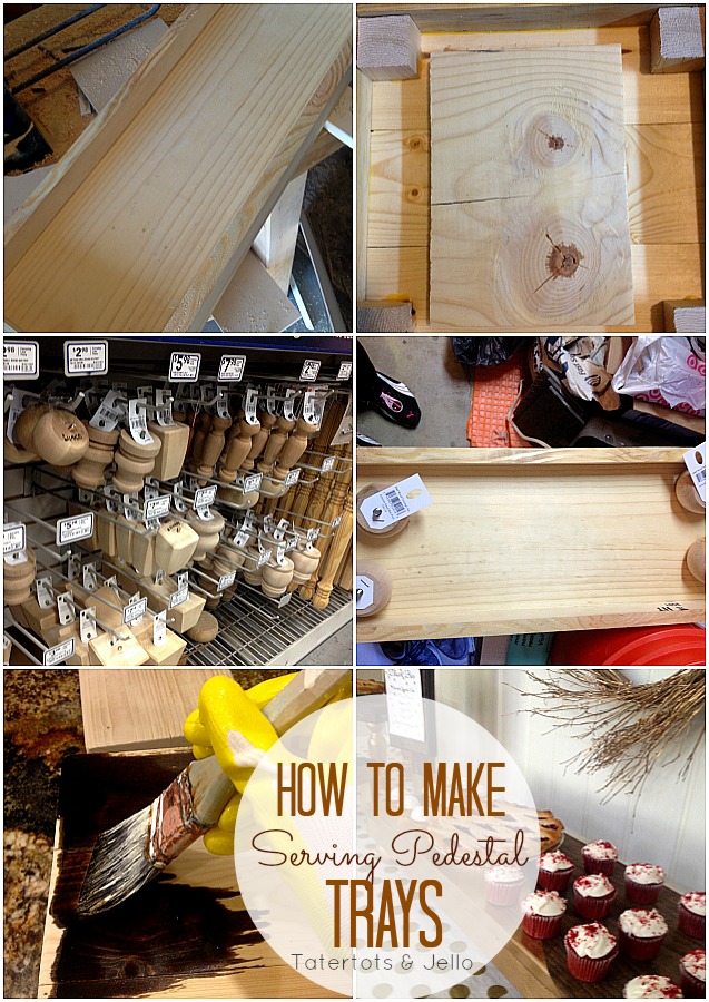 how to make wood serving pedestal trays