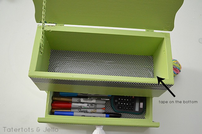 line drawers with washi tape