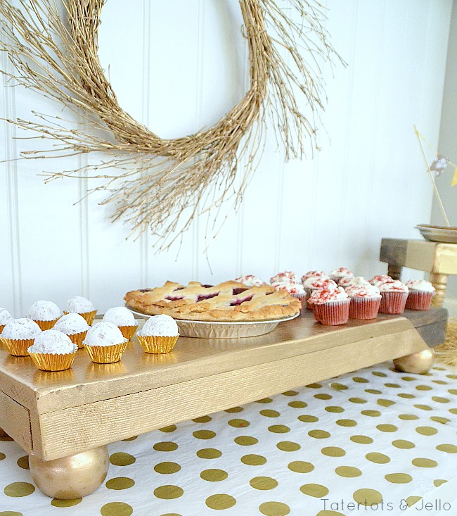 long dip dyed serving tray with pie