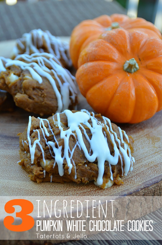 Easy Cookie Recipe – 3 Ingredient Pumpkin White Chocolate Cookies!