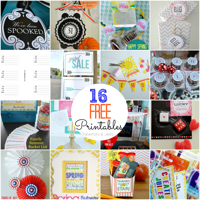 16 free printables at tatertots and jello