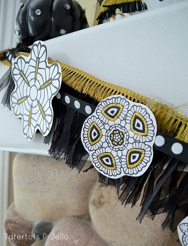 gold and black printable garland at tatertots and jello