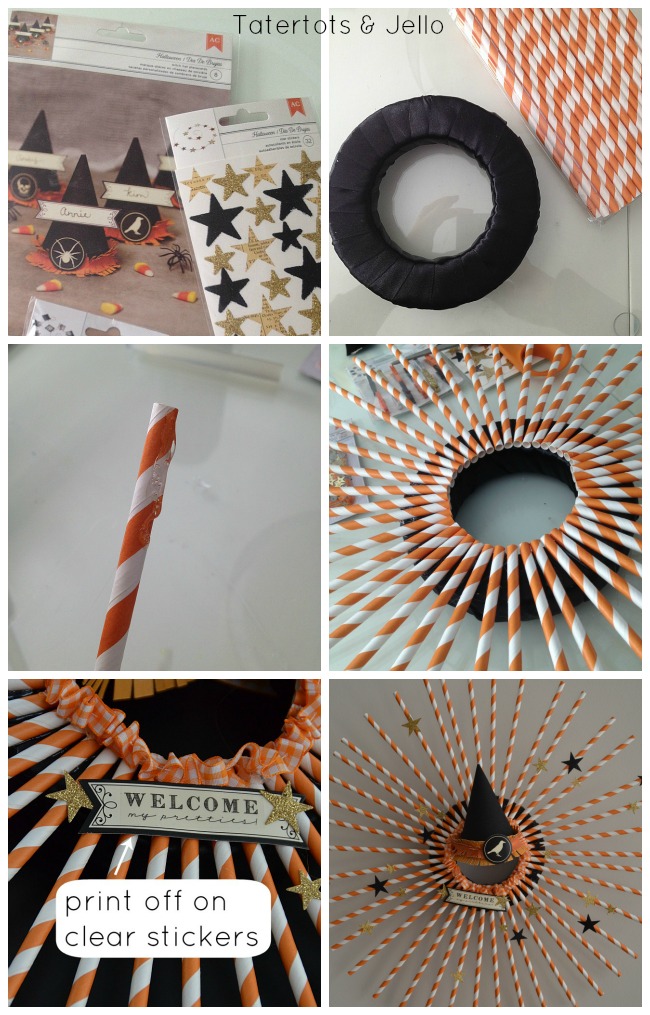 Welcome My Pretties: Halloween Straw Wreath and Halloween Plate Wall! -  Tatertots and Jello