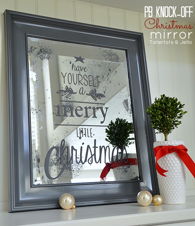 pottery barn inspired christmas mirror