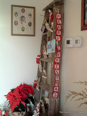 Ladder Christmas Card Display with Glitter Paint-6