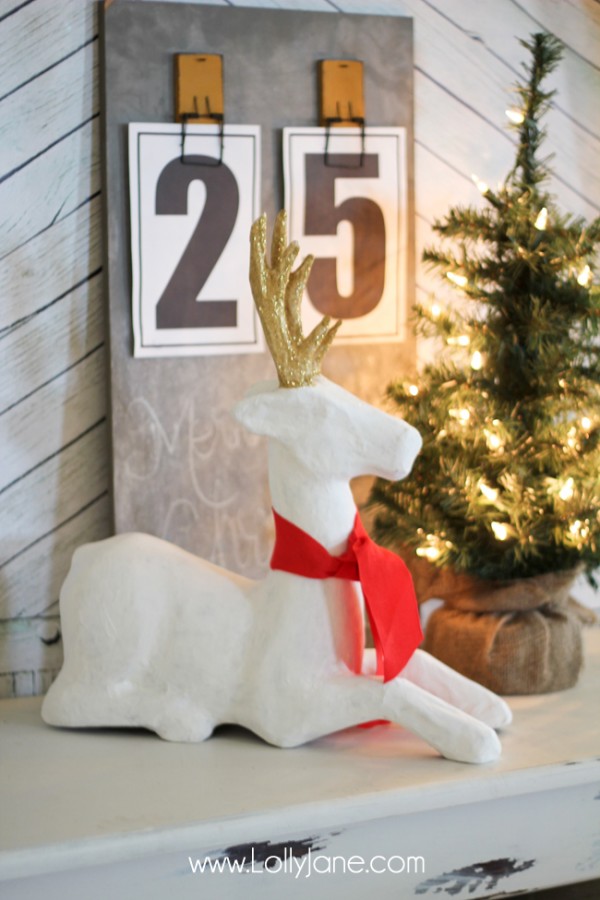 HAPPY Holidays: White Paper Mache Deer!