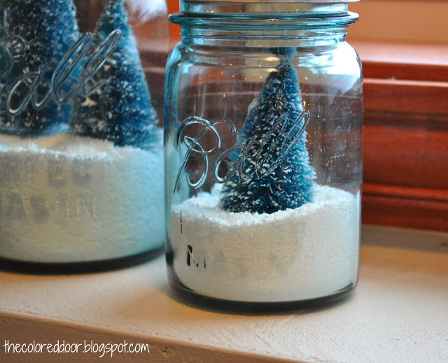 christmas trees in a jar