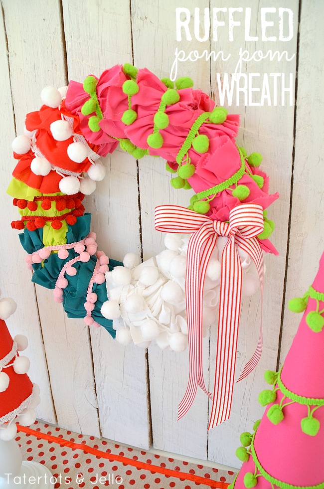 holiday ruffled pom pom wreath tutorial