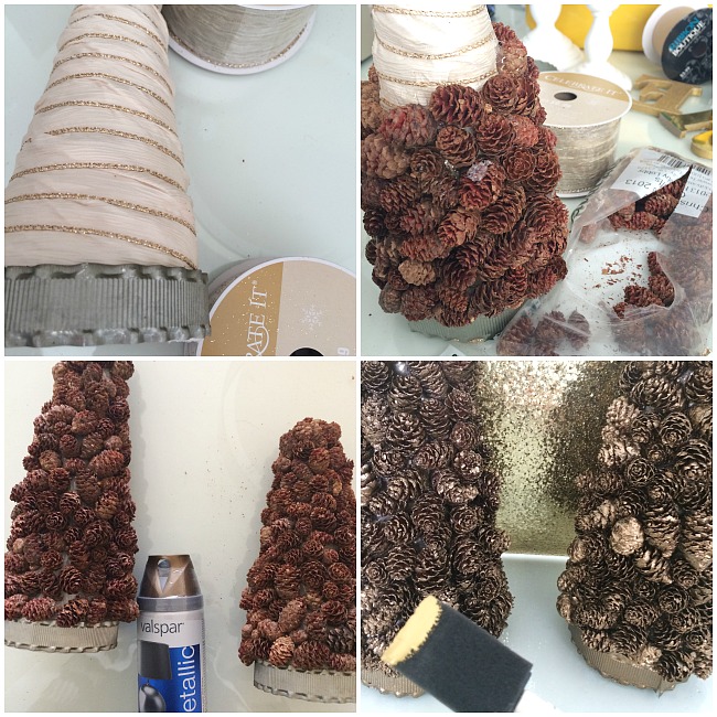 making the pinecone topiary