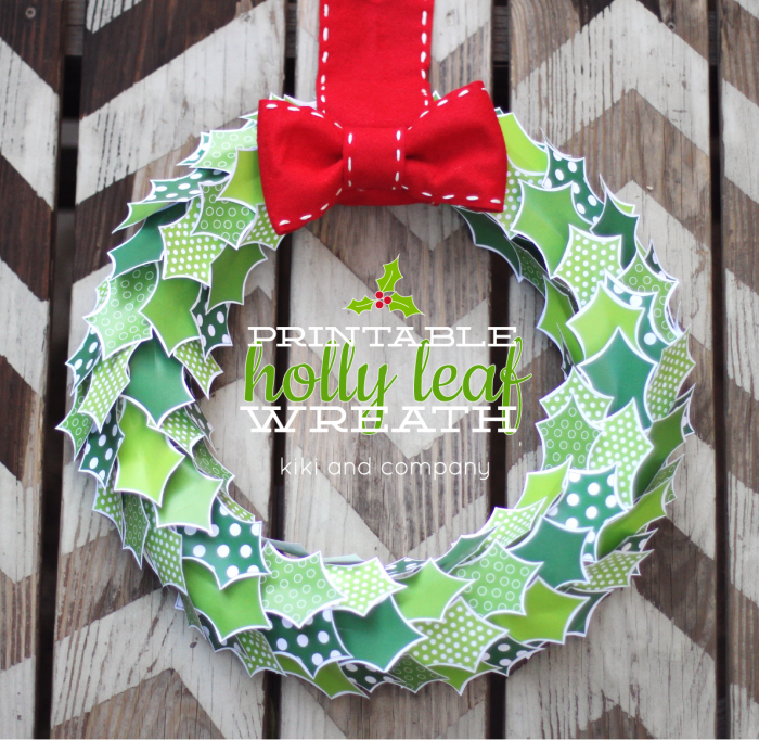 Happy Holidays: Printable Holly Leaf Wreath