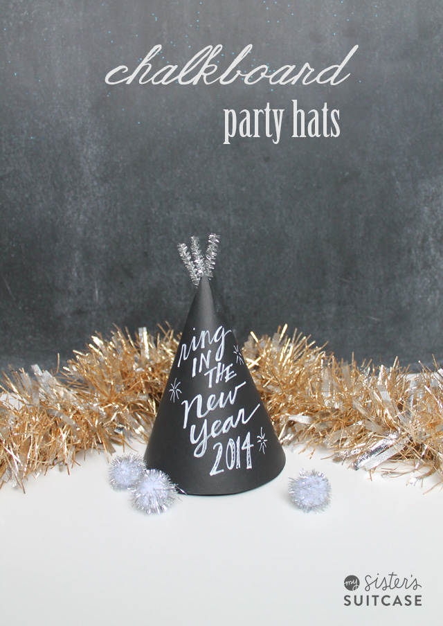 New Years Eve DIY Chalkboard Party Hats 