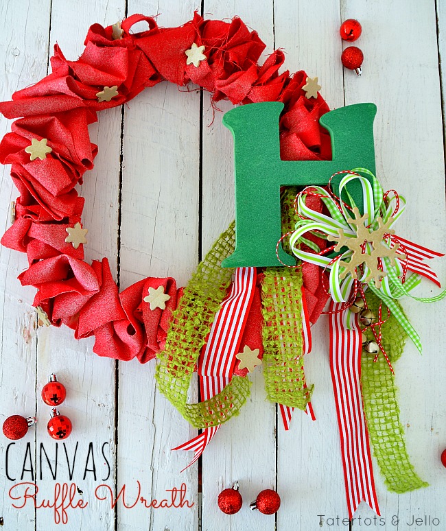 Holiday Spray Painted Canvas Ruffle Wreath!