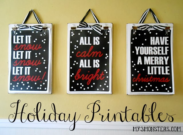 holiday printables framed