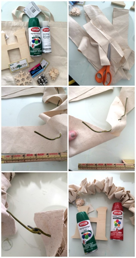 making the canvas ruffle wreath