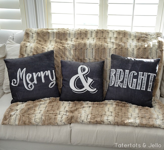 merry and bright free printable pillows