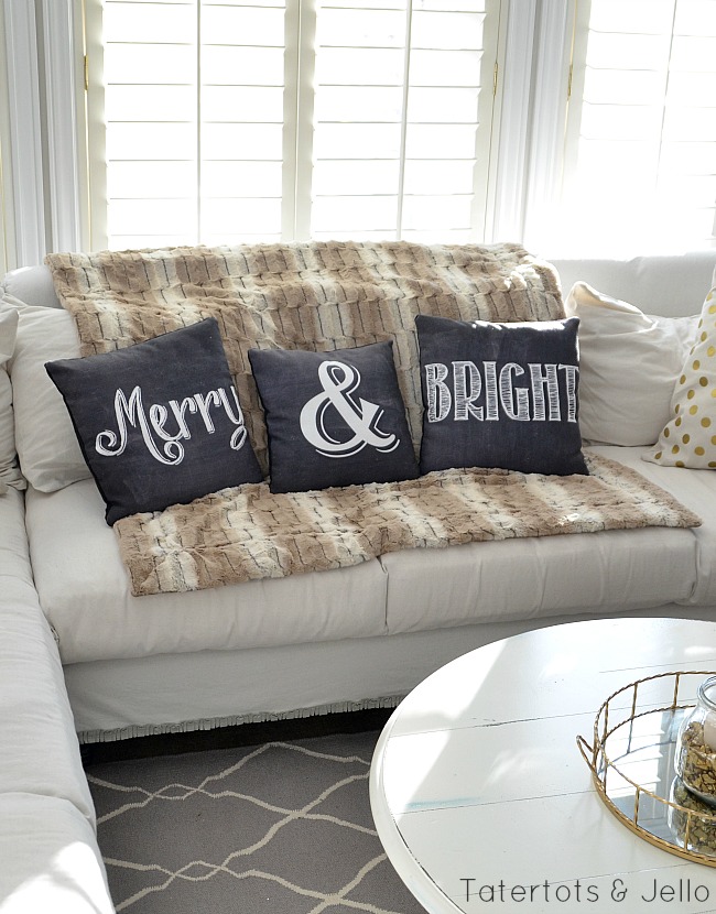 merry and bright printable pillows holidays