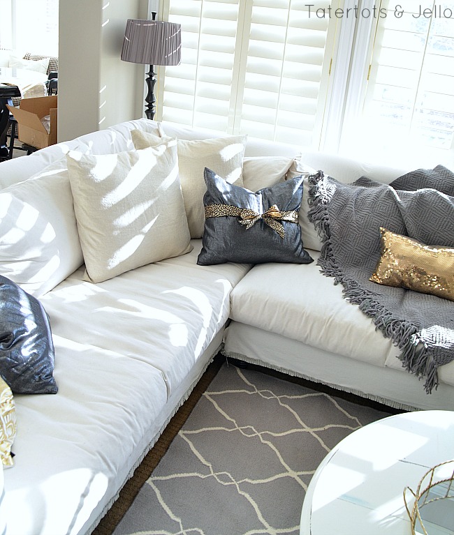 metallic linen pillows