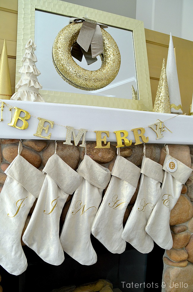 metallic mantel and stockings