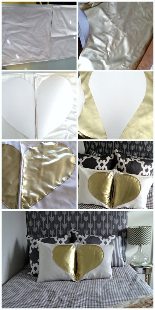 aking the gold heart pillows