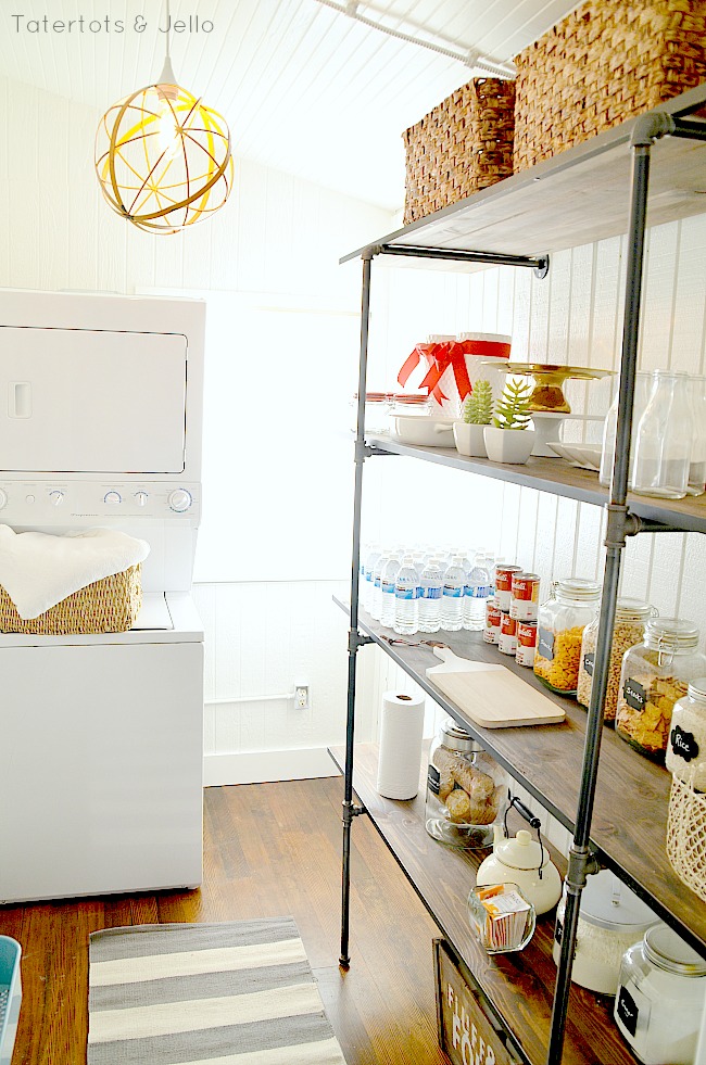 industrial shelves in the pantry DIY