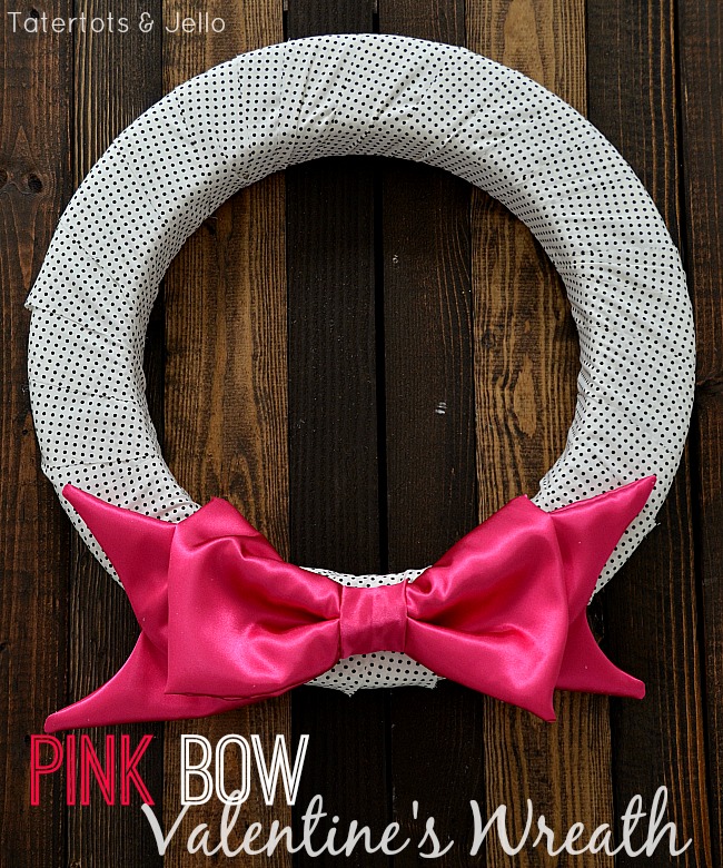 pink bow valentine wreath tutorial at tatertots and jello