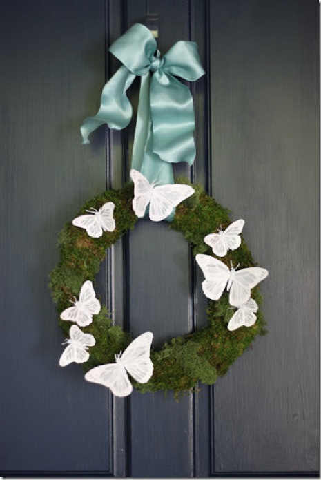 moss and butterfly wreath