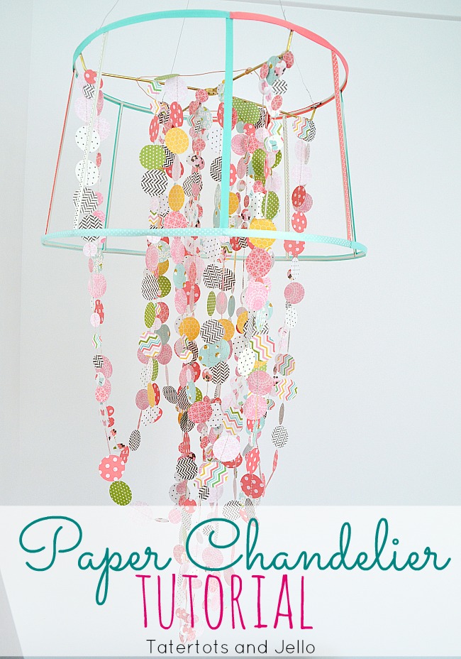 paper and ribbon chandelier tutorial at tatertots and jello