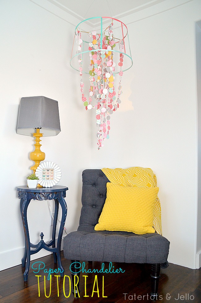 scrapbook paper chandelier tutorial at tatertots and jello