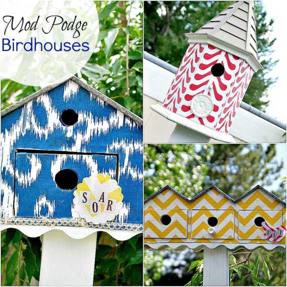 three-mod-podged-birdhouses