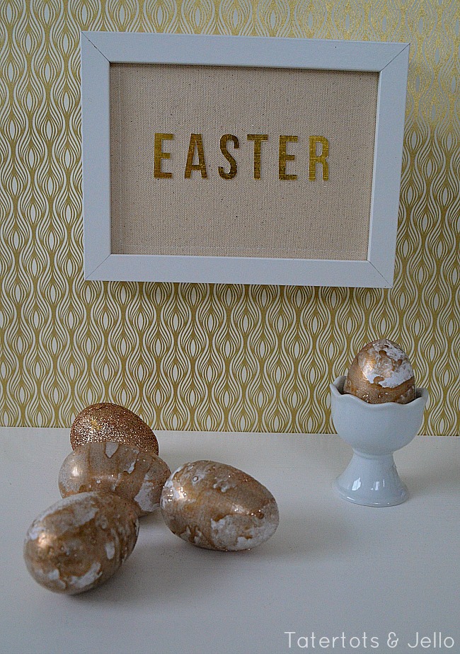 diy gold and glitter marbled eggs tutorial