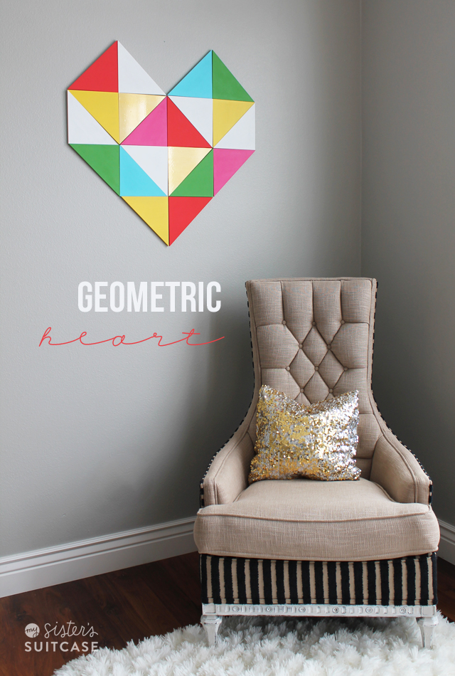 geometric heart wall art